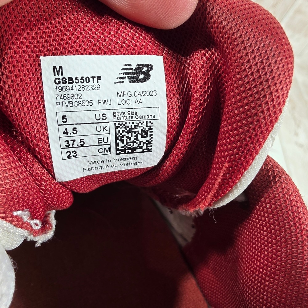 New Balance 550 Womens 6.5 White Red Grey Leather Sneakers GSB550TF - Picture 6 of 8